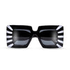 OVERSIZED THICK SQUARED STRIPED SUNNIES