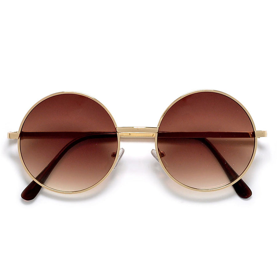 Vintage Inspired 51mm Mid Size Round Thin Metal Sunglasses