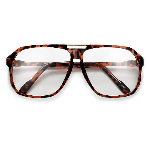 KISS Eyewear Vintage Retro Clear Lens Glasses – Gold Metal Frame, Oversized Geometric