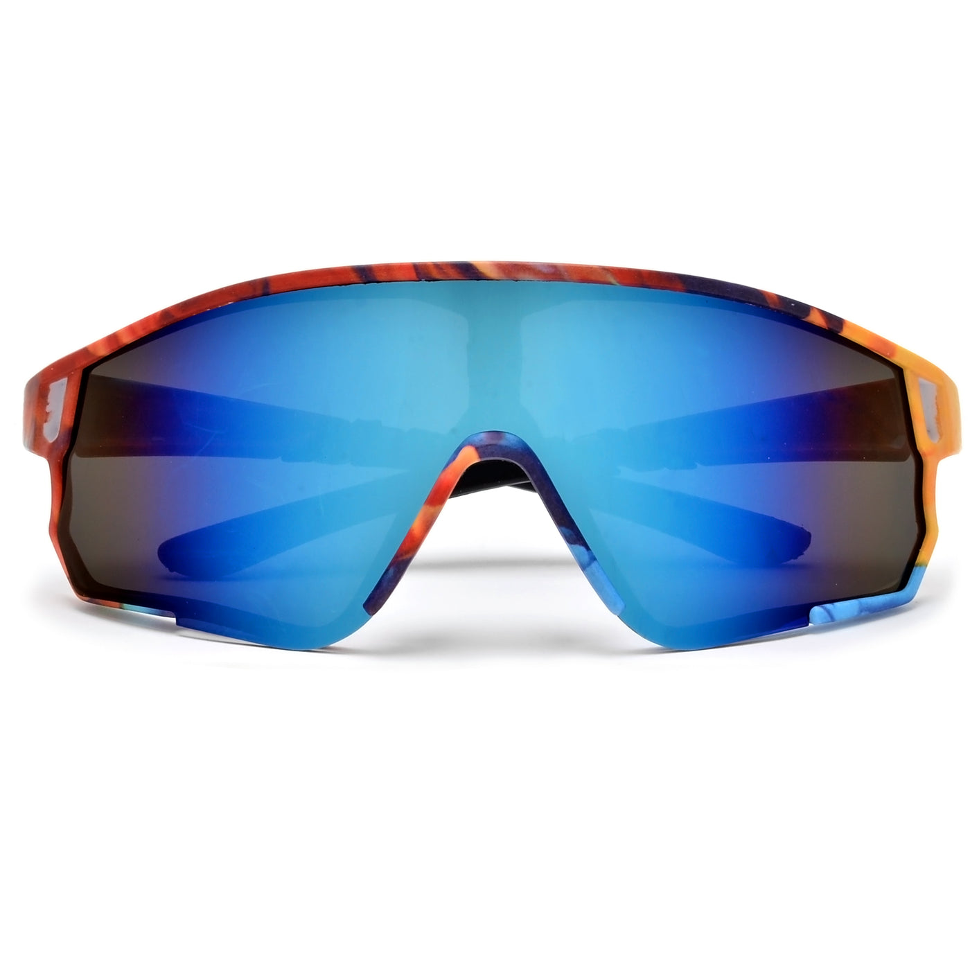 Colorful Mirrored Multi Graphics Frame Sports Shield Sunglasses