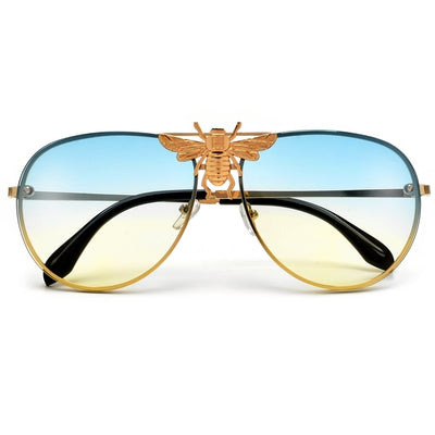 High Fashion Bee Logo Flat Out Aviator Sunglasses