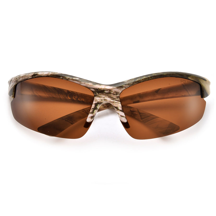 Polarized Sporty Light Weight Half Frame Hunting Camo Sunglasses