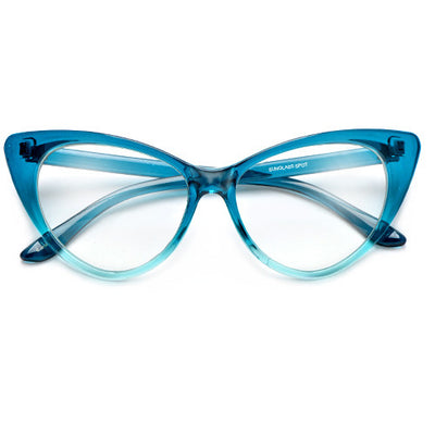 Colorful Ombre Super Cateyes Vintage Inspired Fashion Mod Chic High Pointed Clear Lens Eye Wear Glasses - Sunglass Spot
