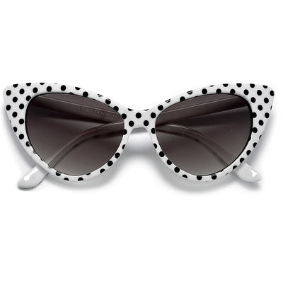 50s Inspired Polka Dot Cat Eye High Fashion Sunglasses - Sunglass Spot