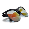 Retro Inspired Round Half Frame Colorful Reflective Lens Sunglasses - Sunglass Spot