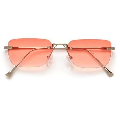 Slim Ultra Chic Rimless Rectangular Sunglasses