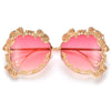 Oversize Elaborate Baroque Design Pearl Tip Temple Sunglasses