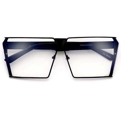 Sharp Sleek Modern Flat Top Oversize 72mm Rectangular Silhouette Show Stopping Eyewear - Sunglass Spot