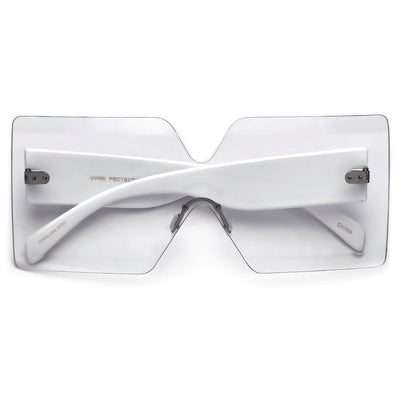 Angular Rimless Flat Top Clear Shield Eyewear - Sunglass Spot