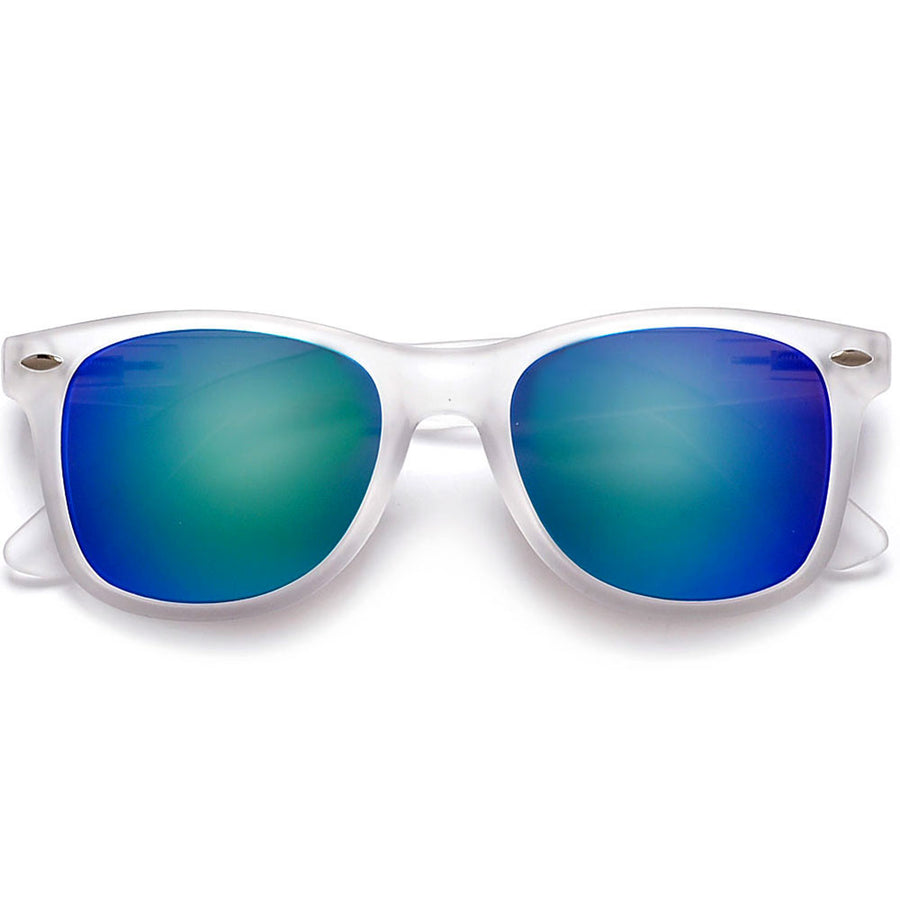 Classic Frosted Clear Frame Colorful Revo Lens 80's Sunglasses