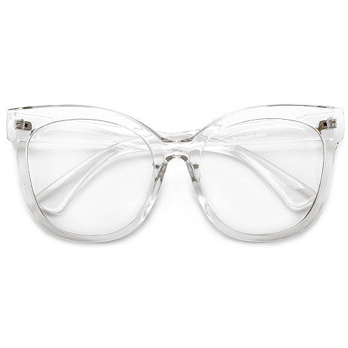 Oversize 58mm Retro Geek Chic Cat Eye Silhouette Blue Light Eyewear - Sunglass Spot