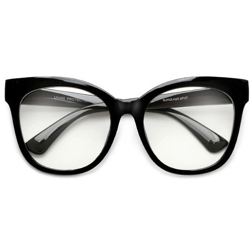 Oversize 58mm Retro Geek Chic Cat Eye Silhouette Blue Light Eyewear