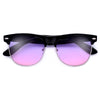 Retro Inspired Round Half Frame Colorful Reflective Lens Sunglasses - Sunglass Spot