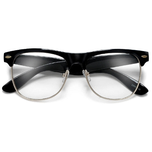 Retro Inspired Half Frame Clear Lens Eye Wear Glasses - Sunglass Spot