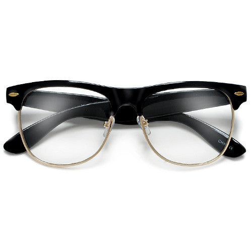 Retro Inspired Half Frame Clear Lens Eye Wear Glasses Sunglass