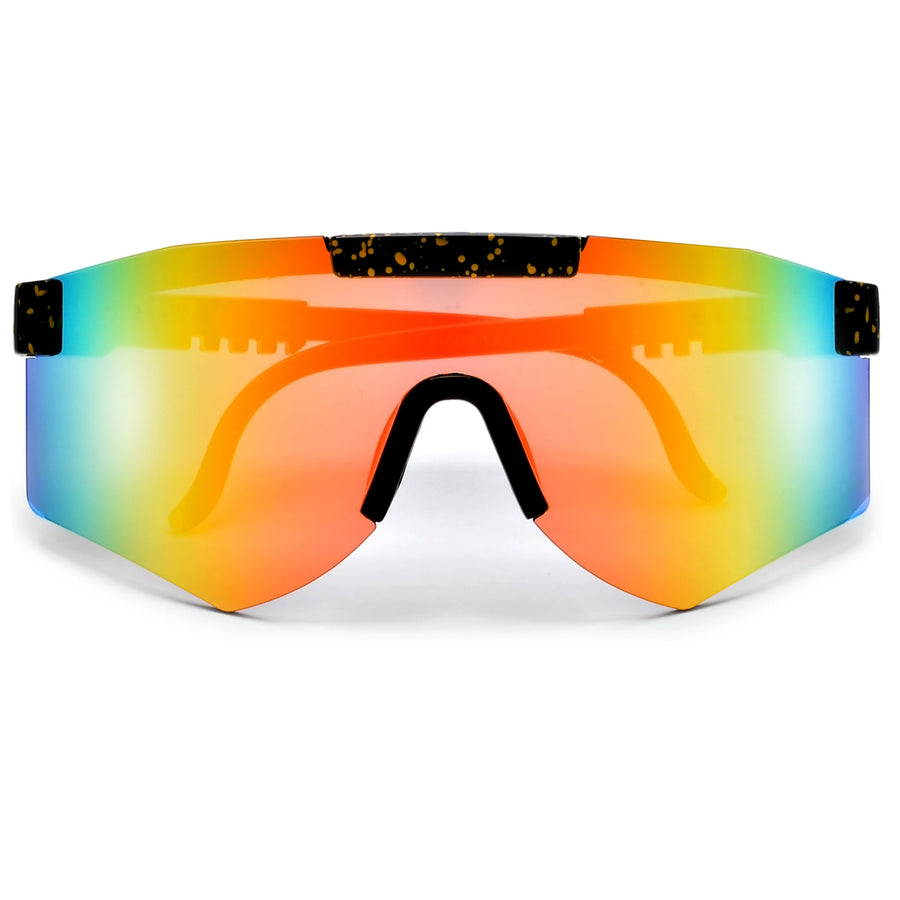 Sporty Rimless Paint Splatter Frame Shields