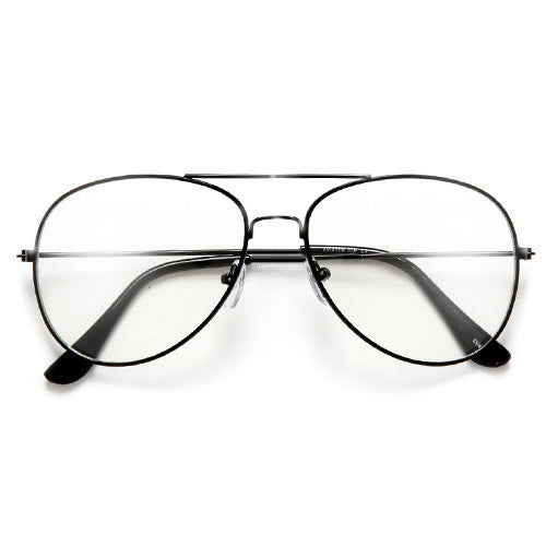 Classic Iconic Tear Drop Metal Blue Light Clear Lens Aviator Eyewear