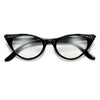 Vintage Decorated High Pointed Tip Stylish Clear Lens Cat Eye Eyewear - Sunglass Spot