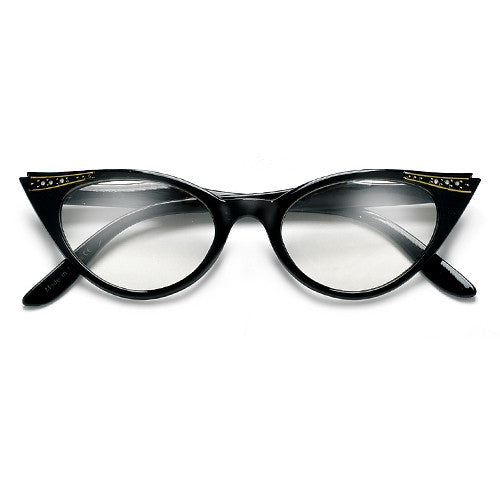 Vintage Cat Eye Black/Clear Glasses