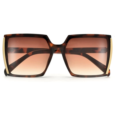 Oversize Thick Gold Accent Squared Frame Sunnies