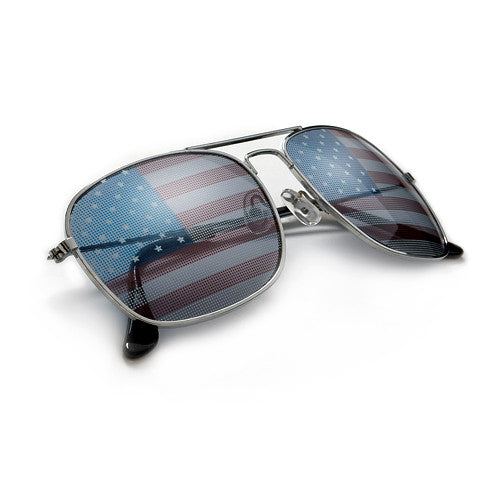 Patriotic American Flag Classic Square Frame Aviator Sunglasses - Sunglass Spot