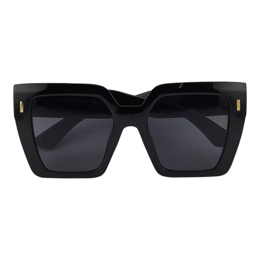 Oversized Cat Eye Retro Sunnies w/ Metal Detailed Temples