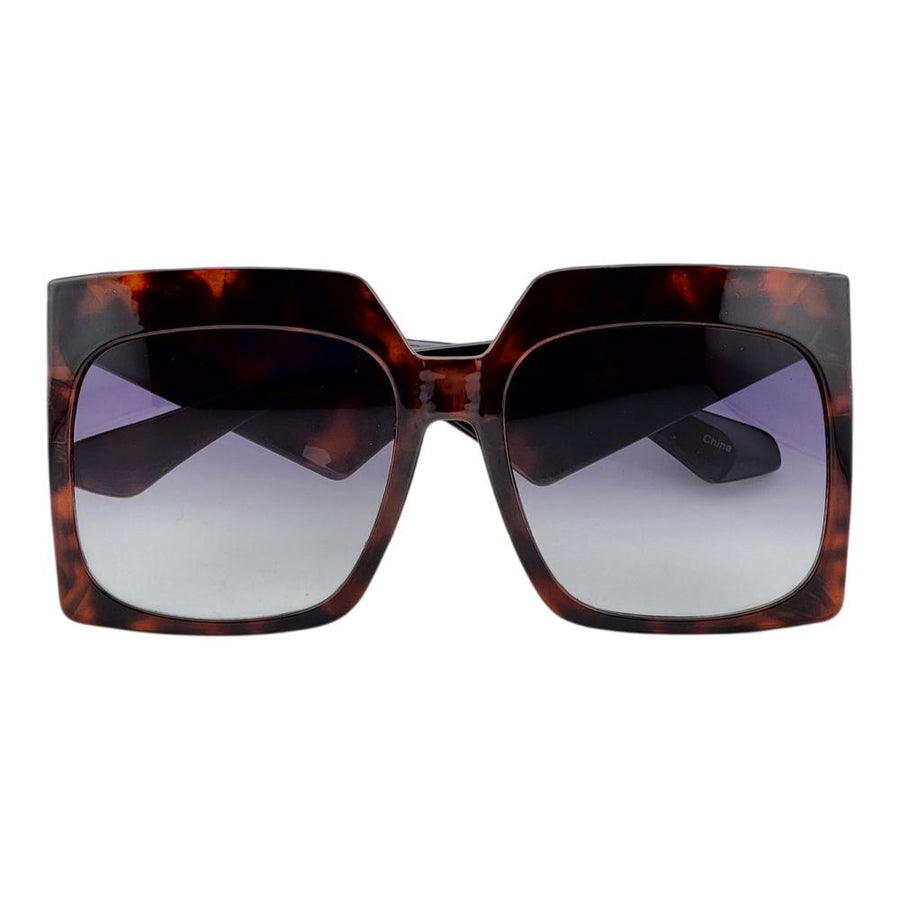 Oversized Squared Retro Sunnies w/ Abstract Temples