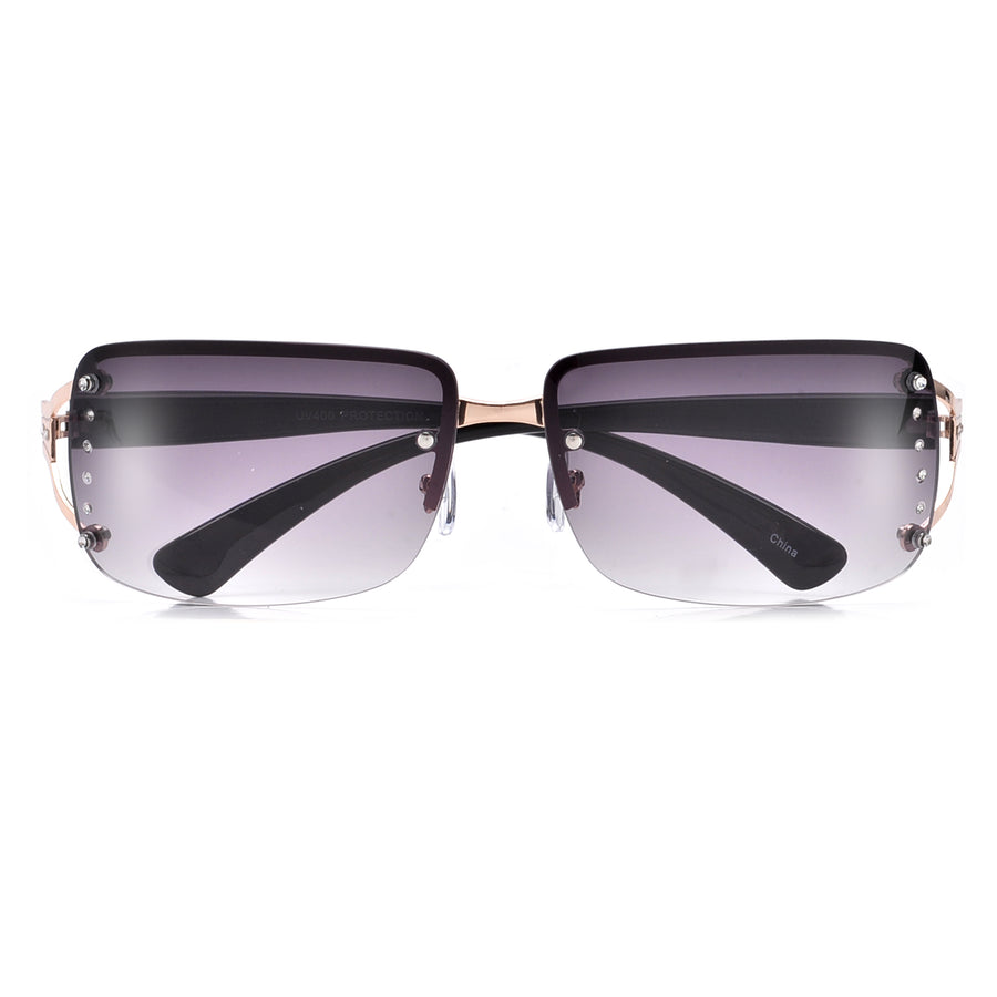 Rimless Crystal Embellished Ultra Chic Sunglasses