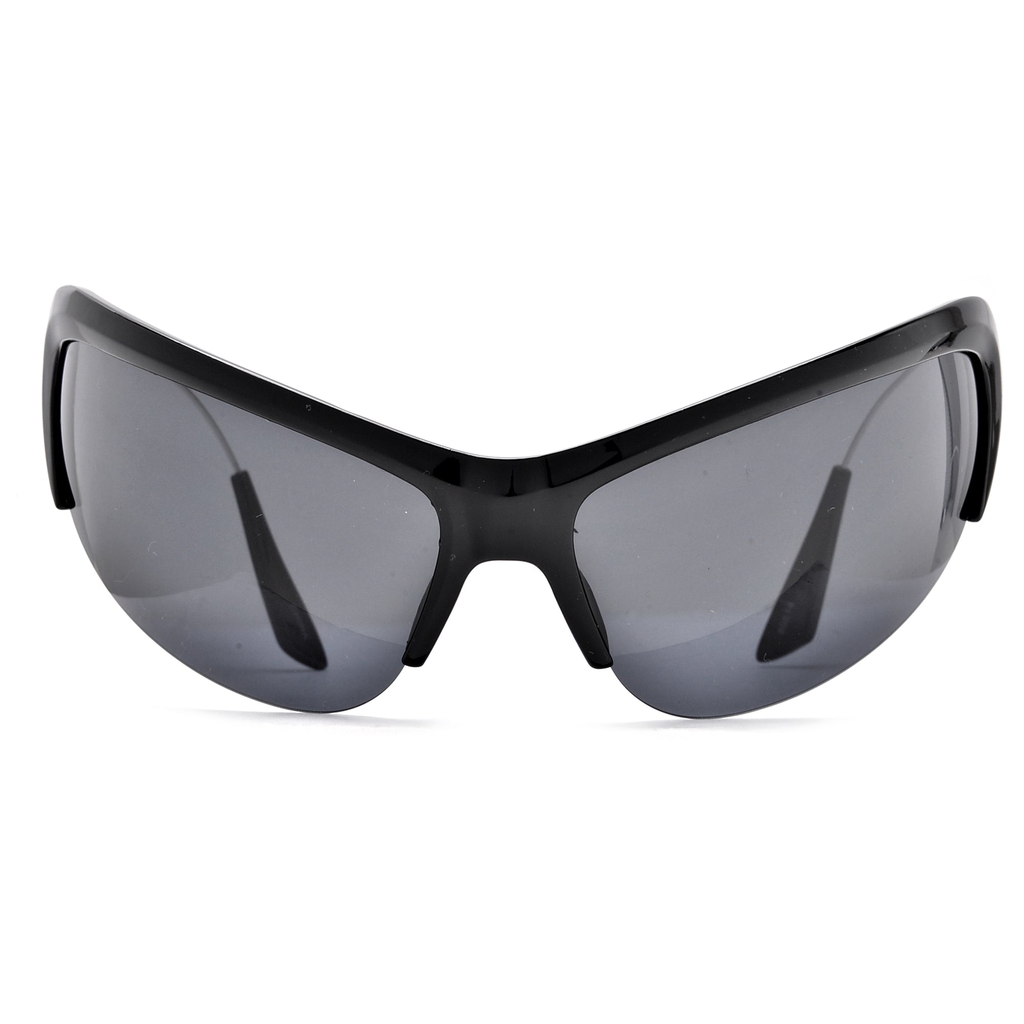 Semi Round Frame LV Style Sunglasses | Sophisticated & Sporty | 100% UV Protection | 3305 Black & Silver w/ Smoke Lens