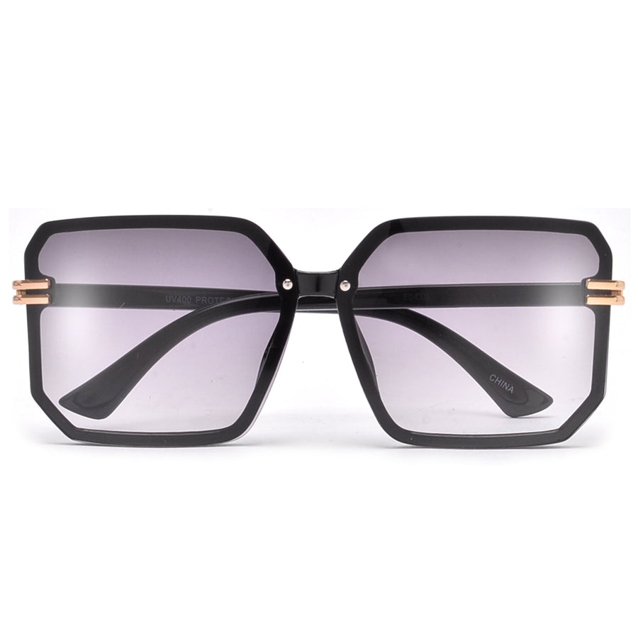 Oversize Gold Accent Chic Fashion Appeal Square Sunnies