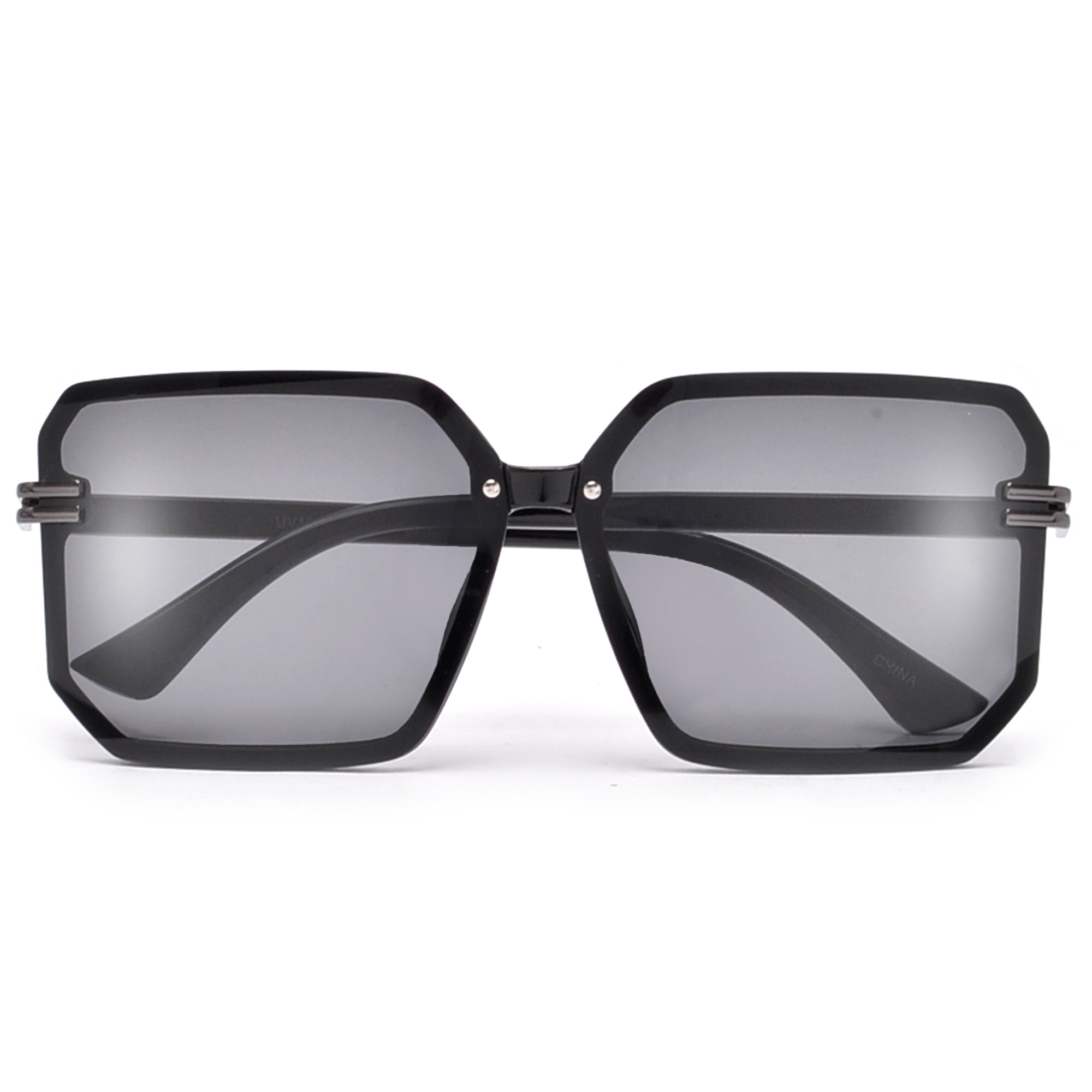 Oversize Gold Accent Chic Fashion Appeal Square Sunnies