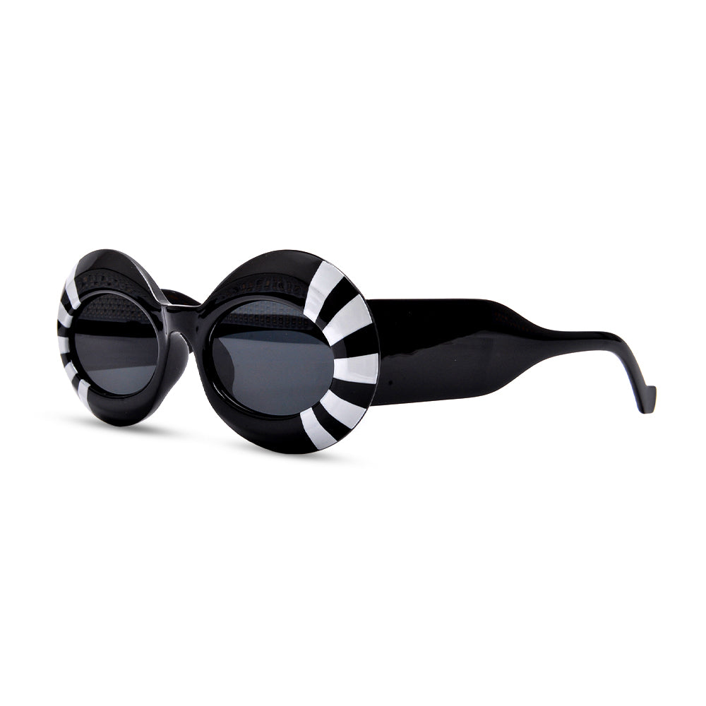 THICK OVAL STRIPED SUNGALSSES