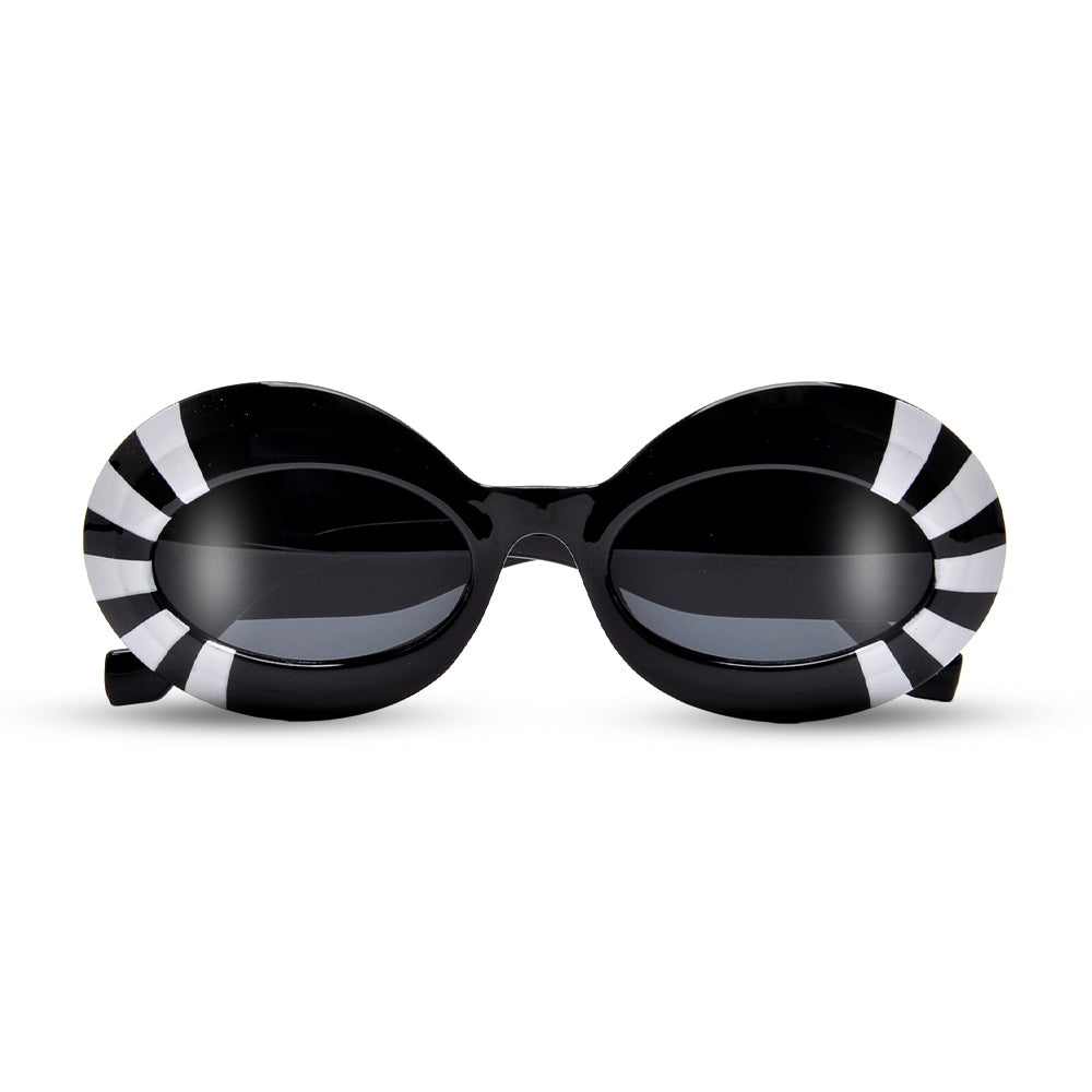 THICK OVAL STRIPED SUNGALSSES