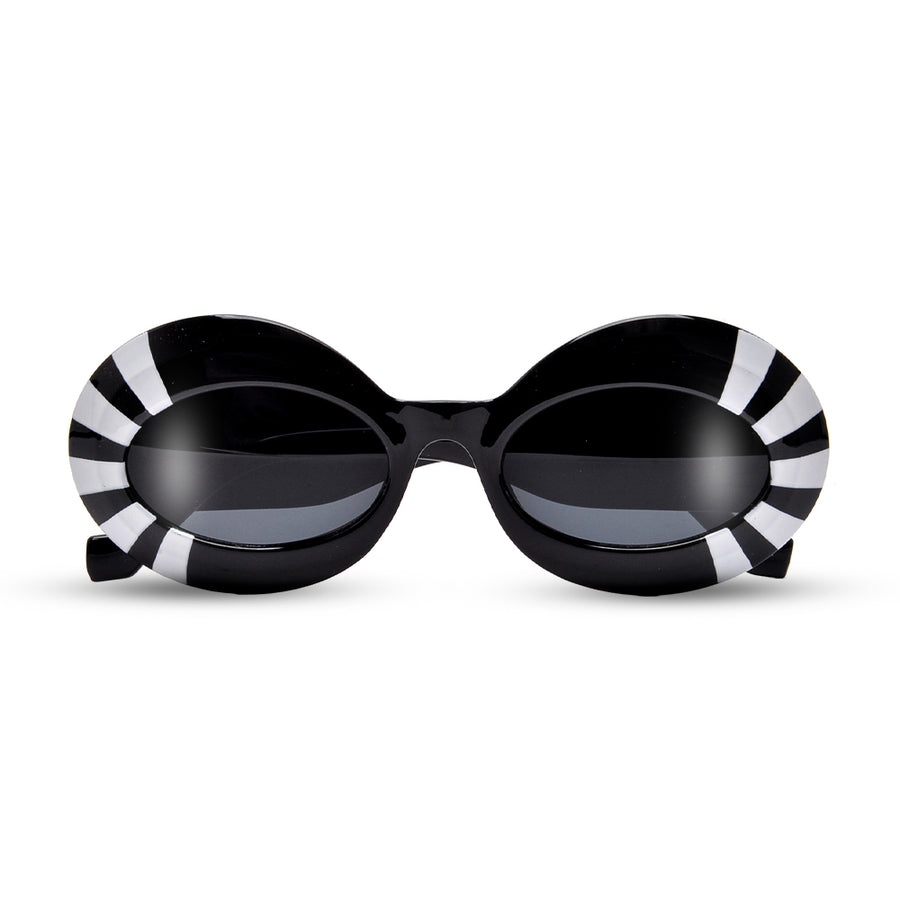THICK OVAL STRIPED SUNGALSSES