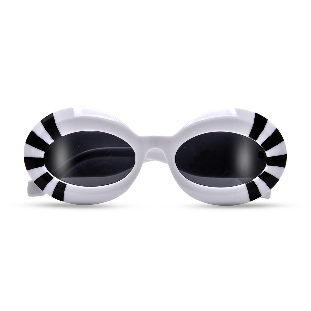 THICK OVAL STRIPED SUNGALSSES