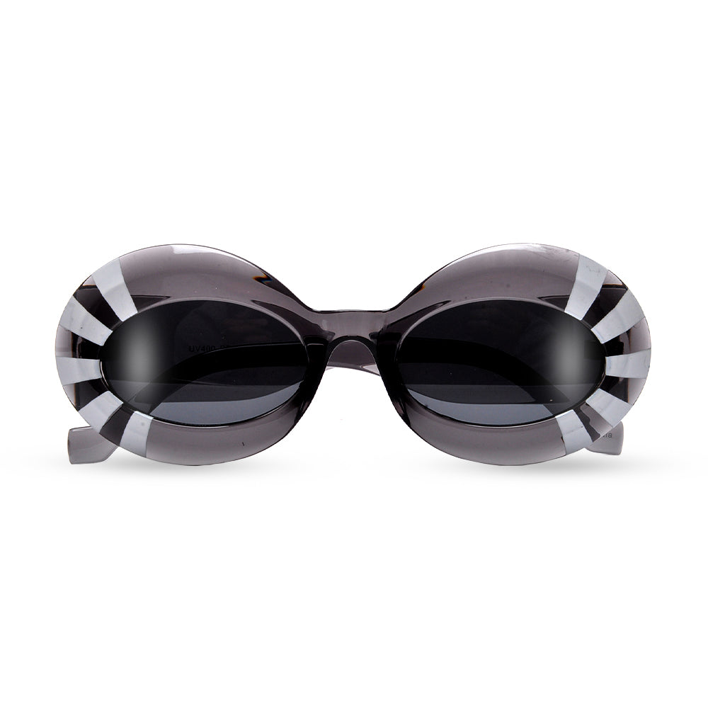 THICK OVAL STRIPED SUNGALSSES