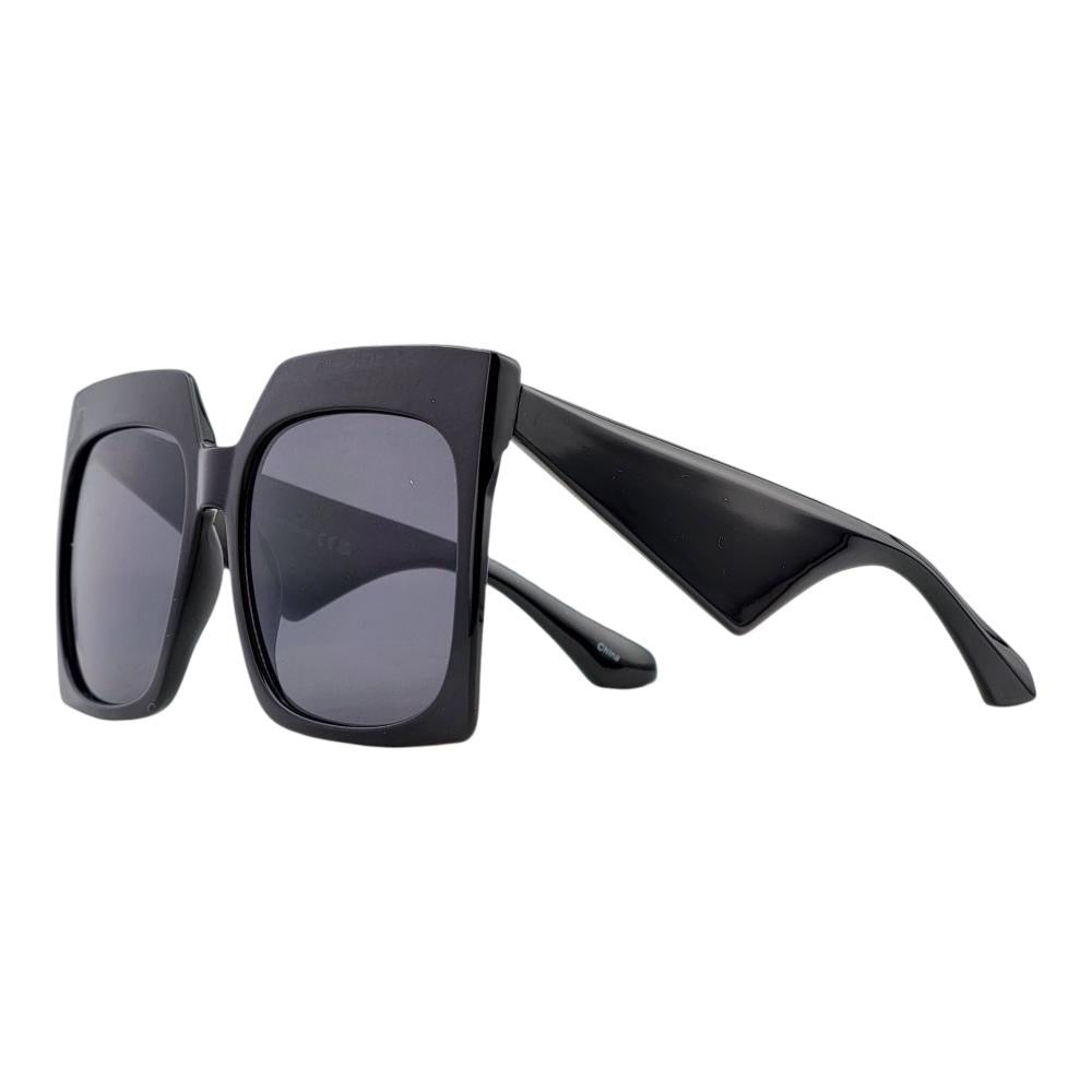 Oversized Squared Retro Sunnies w/ Abstract Temples