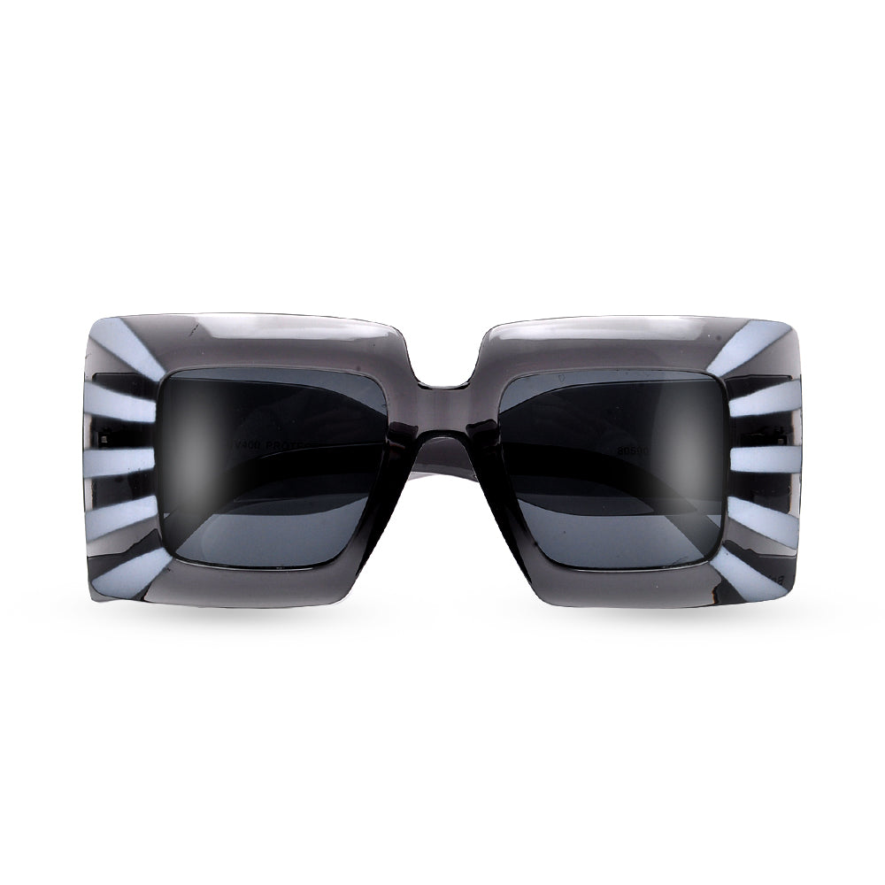 OVERSIZED THICK SQUARED STRIPED SUNNIES