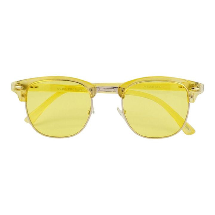 Retro Half Frame Semi-Rimless Colorful Lens Half Frame Sunglasses