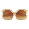 Vintage Hexagonal Oversized Cutout Temple Fashion Sunglasses