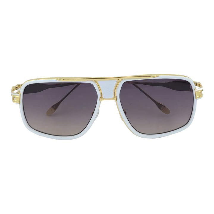 Modernized Gleaming Metal Outline Oversize Squared Off Aviator Sunglasses