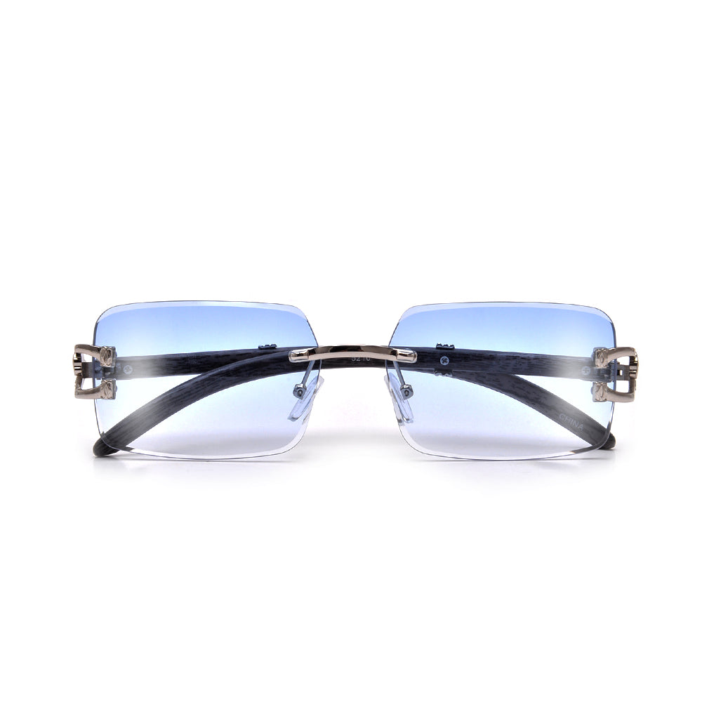 RIMLESS FASHION NARROW HORSE SHOE WOOD TEMPLE SUNNIES