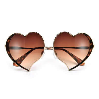 Adorable Metal Heart Color Accent Frame Sunglasses