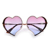 Adorable Metal Heart Color Accent Frame Sunglasses