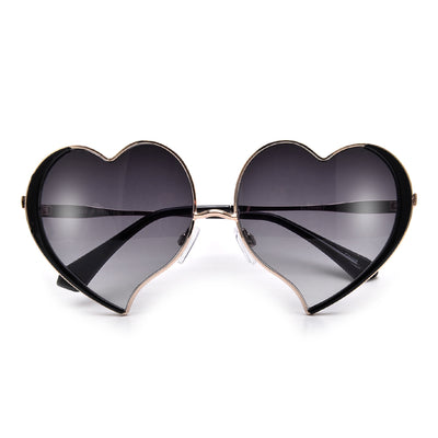 Adorable Metal Heart Color Accent Frame Sunglasses