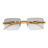 Rimless Leopard Temple Rectangular Fashion Sunnies