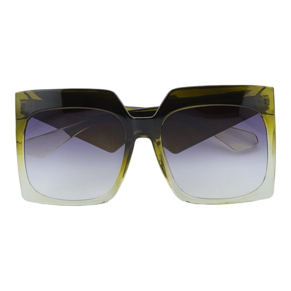 Oversized Squared Retro Sunnies w/ Abstract Temples