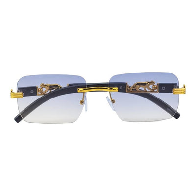 Rimless Leopard Temple Rectangular Fashion Sunnies