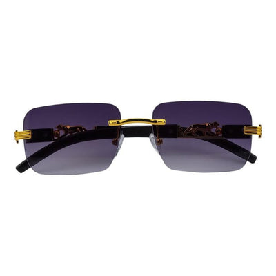 Rimless Leopard Temple Rectangular Fashion Sunnies