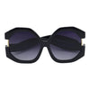 Vintage Hexagonal Oversized Cutout Temple Fashion Sunglasses